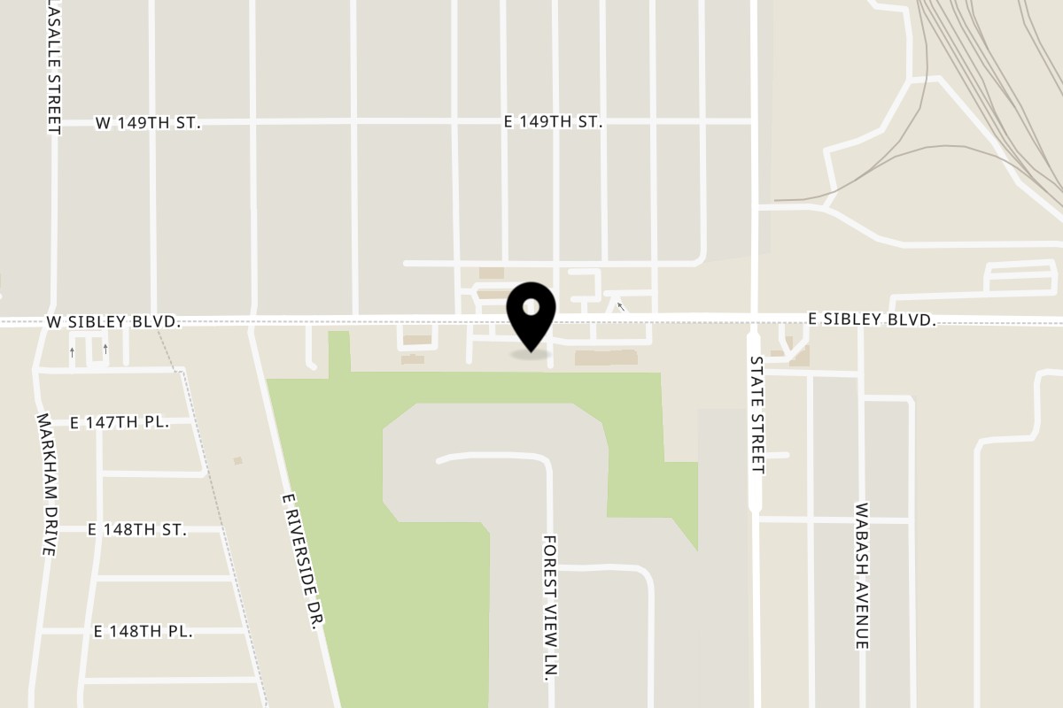 Map showing the location of Sunny's Bar B Que South Holland on 101 Sibley Blvd in South Holland